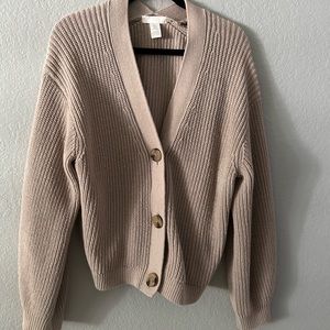 H&M Brown chunky knit cardigan sweater